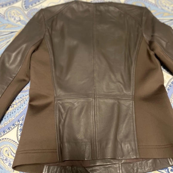 Leather Asymmetrical Jacket - Brown - Picture 4 of 5